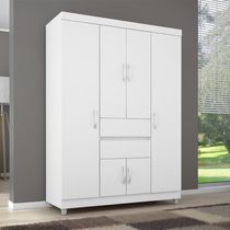 Guarda Roupa Solteiro 6 Portas E 2 Gavetas Ecom Ii - Branco Rosa Flex