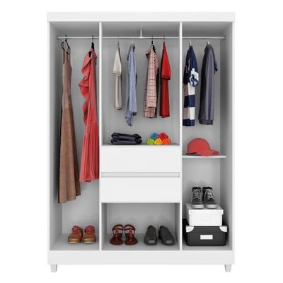 Guarda Roupa Solteiro 6 Portas E 2 Gavetas Ecom Ii - Branco Rosa Flex