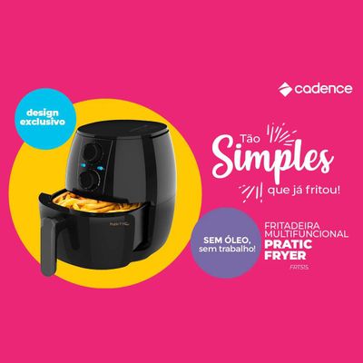 Fritadeira Sem Óleo Cadence Pratic Fryer 1250W 3L 127V Preta