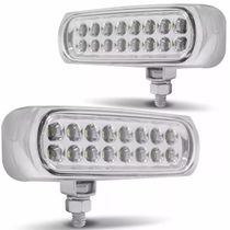 Farol Strobo Estrobo Safetycar Luz Milha Slim Led Amarelo Carcaça Cromada Par