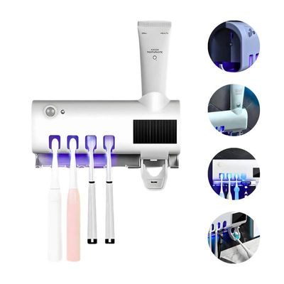 Suporte Dispenser Esterilizador Luz UV Escova e Pasta Dente