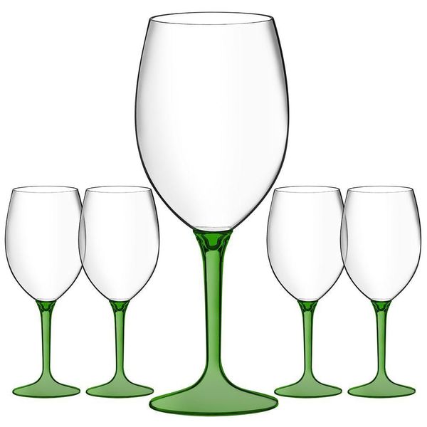 Jogo 5 Taças Acrílico Eventos Festa Boccati 560ml Boccati verde