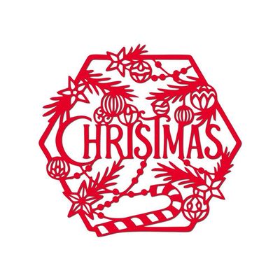 Hexágono De Natal 32cmx30cm - Cria Arte Laser Vermelho