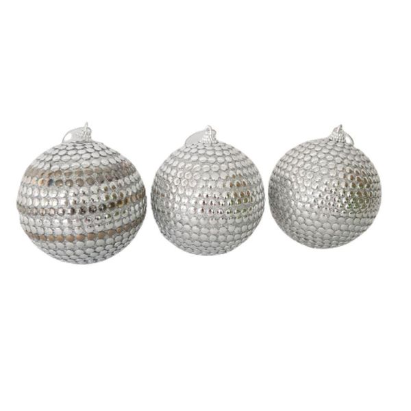 Bolas De Natal Kit Com 3 Unid Prata
