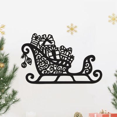 Arte Trenó De Natal 30cmx19cm - Cria Arte Laser Dourado