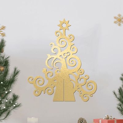 Árvore De Natal Com Arabesco 33cmx40cm - Cria Arte Laser Madeira Escuro