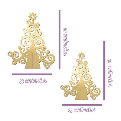 Árvore De Natal Com Arabescos 25cmx30cm - Cria Arte Laser Dourado