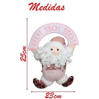 Guirlanda Natalina Enfeite De Porta Papai Noel Rosa 25cm