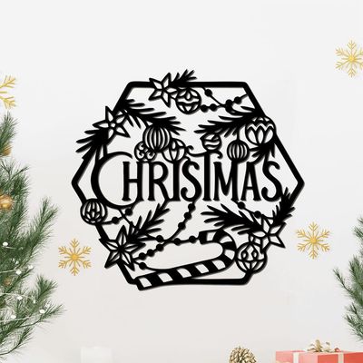 Hexágono De Natal 32cmx30cm - Cria Arte Laser Dourado