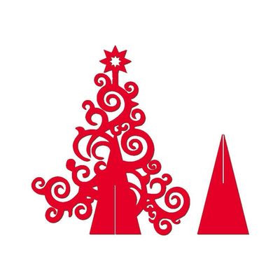 Árvore De Natal Com Arabesco 33cmx40cm - Cria Arte Laser Vermelho