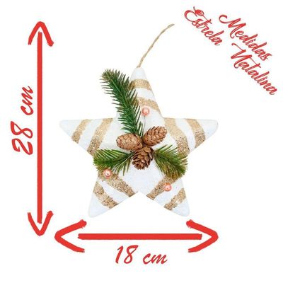 Enfeite árvore Natal Pendente Natalino Estrela De Natal 28cm