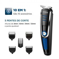 Aparador De Pelo Mondial Super Groom Bg-03 Preto Com Azul Bivolt