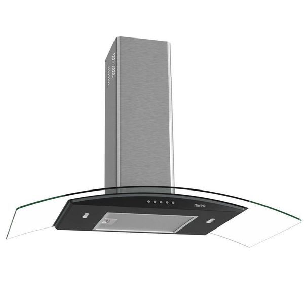 Coifa Terim de Parede Clean Vidro Curvo Black Kroma 90cm Preto Com Kromanox 220V