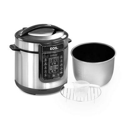 Panela De Pressão Elétrica Caçarola Multicooker Multiuso Digital Inox 6l Epp60di 127v - Eos 127v