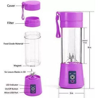 Mini Liquidificador Recarregavél Portátil Bateria Usb - Roxo