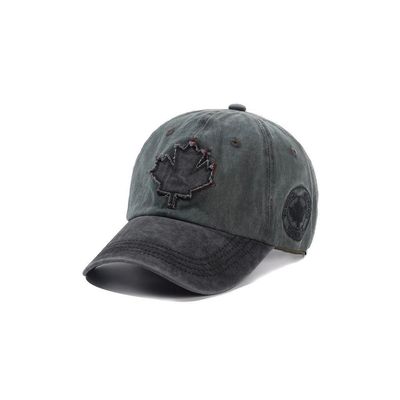 Boné Unisex Lavado Algodão Vintage Boné Canadá Grande Folha