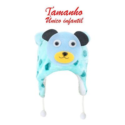 Touca Gorro Infantil Azul Turquesa Urso Tamanho único