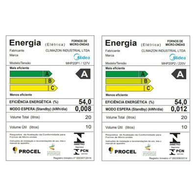 Micro-ondas 20L Midea Mastercook Preto MHP20P2 - 220V