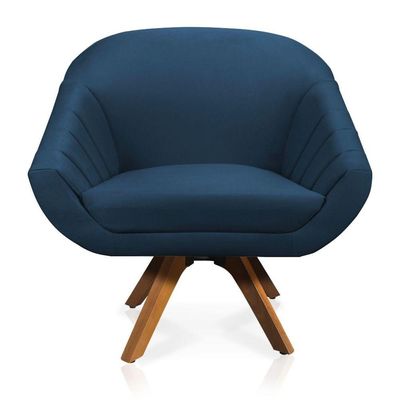 Kit 01 Namoradeira 02 Lugares E 02 Poltronas Giovana Suede Azul Marinho