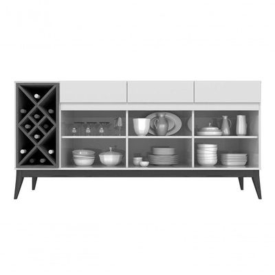 Buffet Aparador Com Adega Passion Off White Com Naturale - Edn Móveis