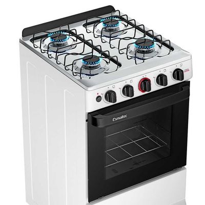 Fogão A Gás 4 Bocas Automático Ideal Super Branco Mesa Inox F4iab - Esmaltec