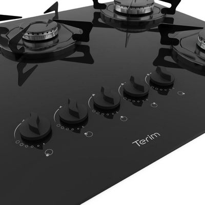 Cooktop Terim à Gás Trm 5b Vidro Preto Flange Esmaltada Preto Bivolt