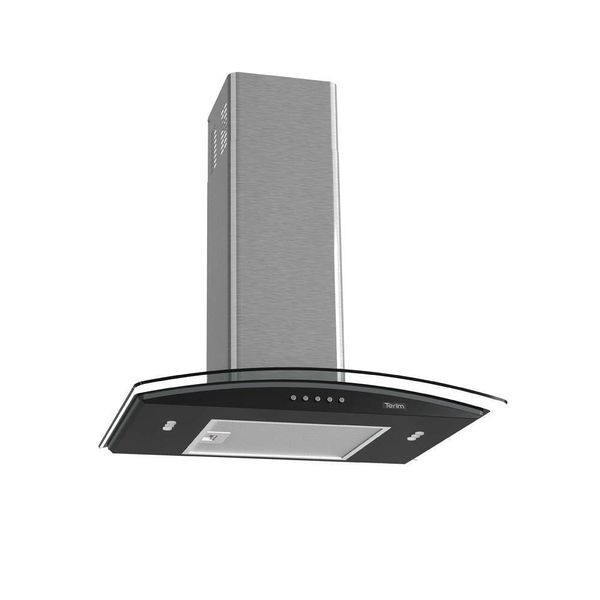 Coifa Terim de Parede Clean Vidro Curvo Black Kroma 60cm Preto Com Kromanox 110V