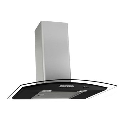 Coifa de Parede 60cm Vidro Curvo Terim Preto Com Inox 110V
