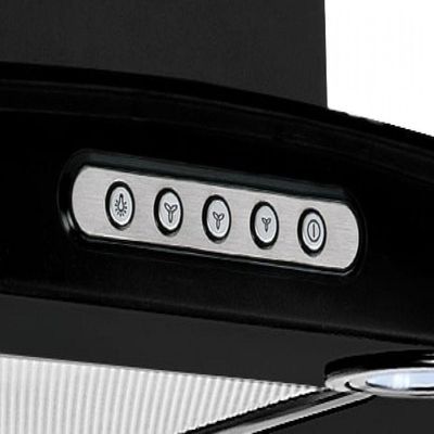 Coifa de Parede 60cm Vidro Curvo Terim Preto Com Inox 220V