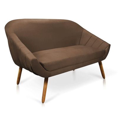 Kit 01 Namoradeira 02 Lugares E 02 Poltronas Giovana Suede Marrom