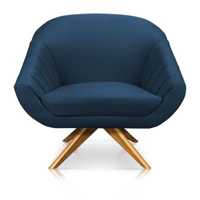 Kit 01 Namoradeira 02 Lugares E 02 Poltronas Giovana Suede Azul Marinho