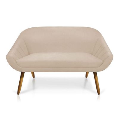 Kit 01 Namoradeira 02 Lugares E 02 Poltronas Giovana Suede Bege