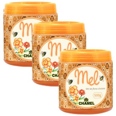 Mel Silvestre 100% Puro  3 Potes com 500g - Chamel