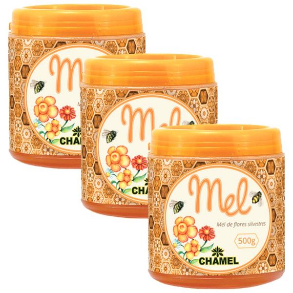 Mel Silvestre 100% Puro 3 Potes com 500g - Chamel