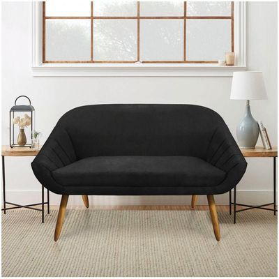 Kit 01 Namoradeira 02 Lugares E 02 Poltronas Giovana Suede Preto