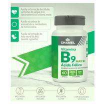 Ácido Fólico Max - Vitamina B9 –  60 cápsulas - Chamel