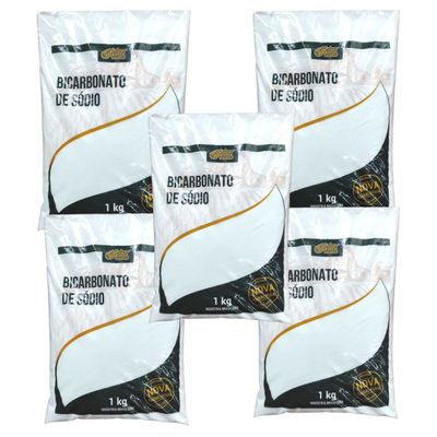 Bicarbonato De Sódio   Extra Fino  Alimentício  5 Pacotes de 1 kg     Sabor Verde     Total 5 kg
