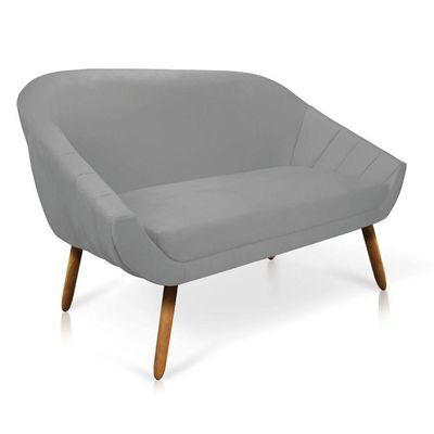 Kit 01 Namoradeira 02 Lugares E 01 Poltrona Giovana Suede Cinza