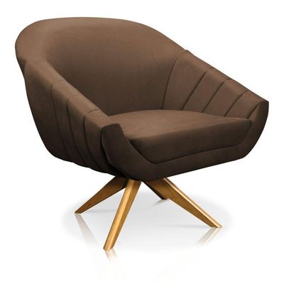 Kit 01 Namoradeira 02 Lugares E 02 Poltronas Giovana Suede Marrom