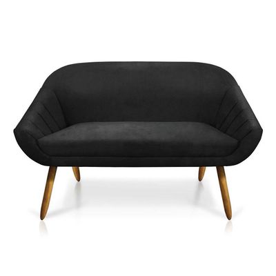 Kit 01 Namoradeira 02 Lugares E 01 Poltrona Giovana Suede Preto