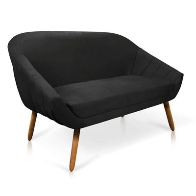 Kit 01 Namoradeira 02 Lugares E 01 Poltrona Giovana Suede Preto