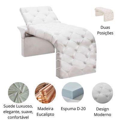 Maca Estofada Estética Cílios Regulável Spa Suede Ana Cor:branco
