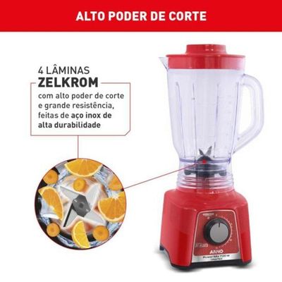 Liquidificador Arno Power Mix 700W Vermelho 110V
