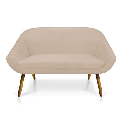Kit 01 Namoradeira 02 Lugares E 02 Poltronas Giovana Suede Bege