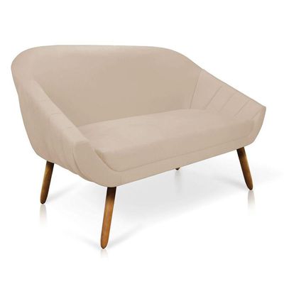 Kit 01 Namoradeira 02 Lugares E 02 Poltronas Giovana Suede Bege