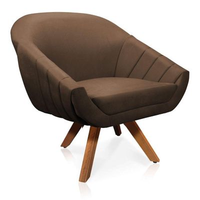 Kit 01 Namoradeira 02 Lugares E 01 Poltrona Giovana Suede Marrom