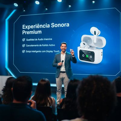 Fone de Ouvido In-Ear Bluetooth 5.3 com Estojo Touch LCD e Cancelamento de Ruído | Screen Branco