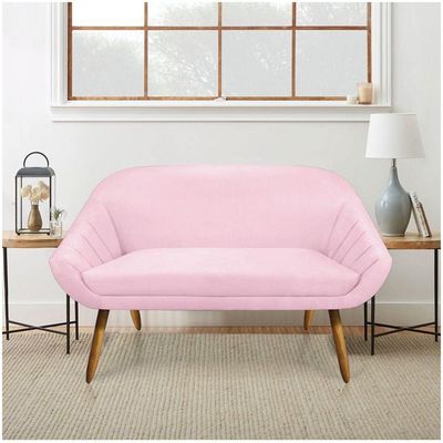 Kit 01 Namoradeira 02 Lugares E 01 Poltrona Giovana Suede Rosa Bebê