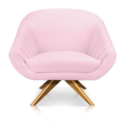 Kit 01 Namoradeira 02 Lugares E 01 Poltrona Giovana Suede Rosa Bebê