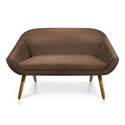 Kit 01 Namoradeira 02 Lugares E 01 Poltrona Giovana Suede Marrom
